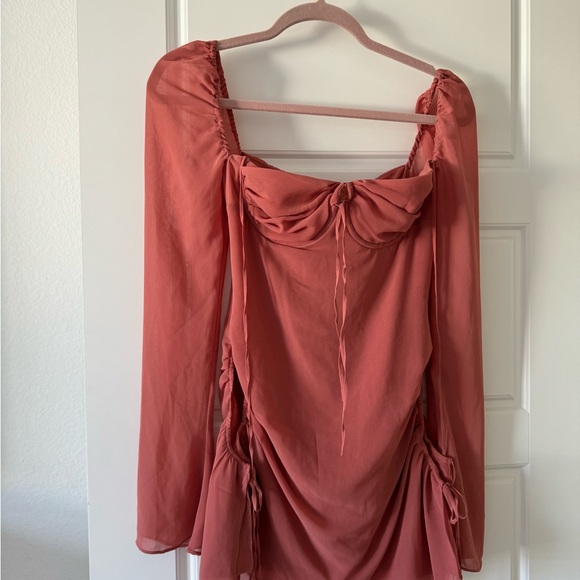 House of cb chiffon cutout size small Baby Halter Long Sleeve Minidress - Picture 4 of 7